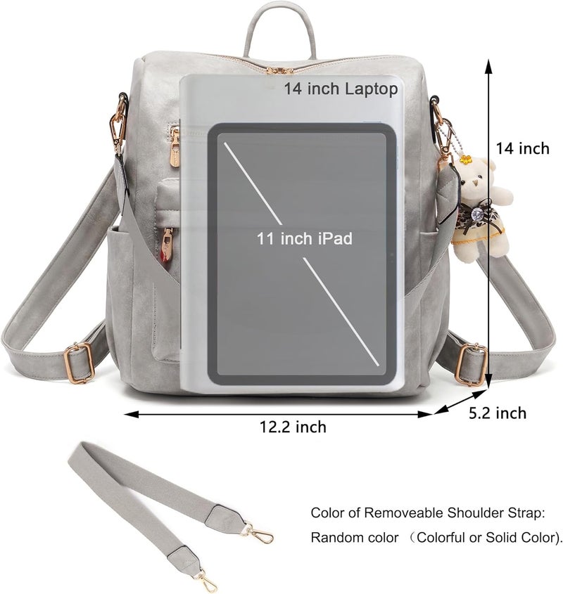 Soperwillton Women Backpack Purse Multipurpose Design Handbags Shoulder Bag PU Leather Travel bag Backpack Set 2pcs - Image 5